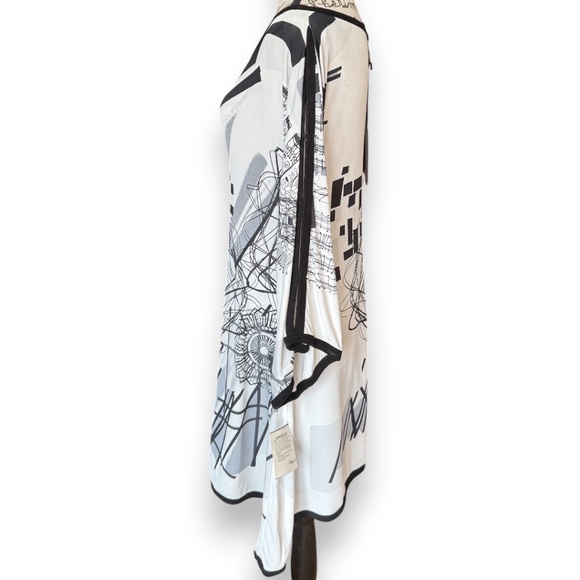 SAVE THE QUEEN Abstract print black and white tunic dress wide sleeve size M - Picture 2 of 16